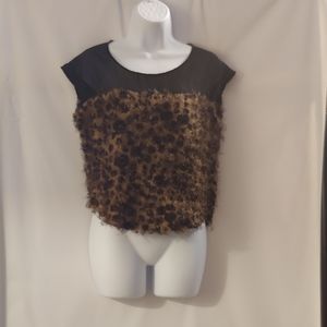 Women's Sequin Hearts Fuzzy Shirt, S